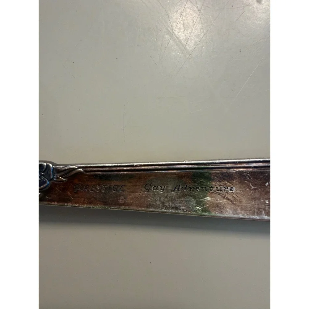 Prestige Gay Adventure Silverplate Soup Spoon Vintage 1951 Rose Floral Pattern